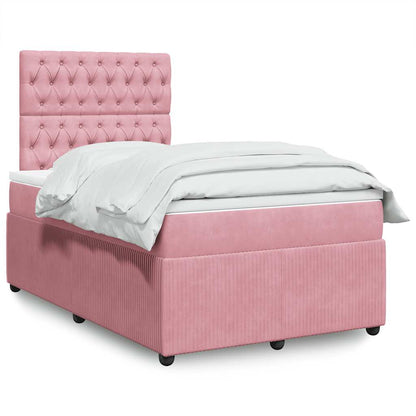 Giroletto a Molle con Materasso Rosa 120x190 cm in Velluto | homemem39