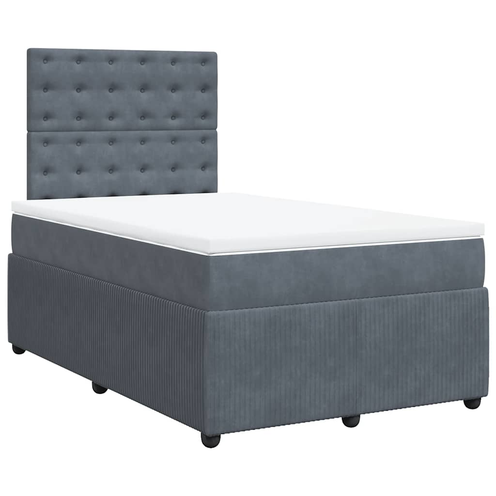 Giroletto a Molle con Materasso Grigio Scuro 120x190 cm Velluto