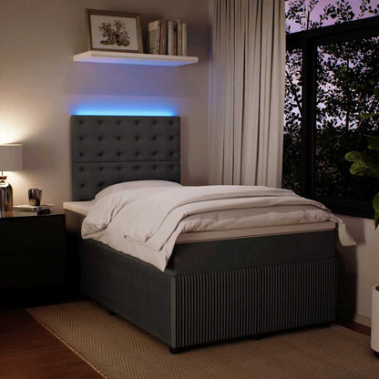 Giroletto a Molle con Materasso Grigio Scuro 120x190 cm Velluto
