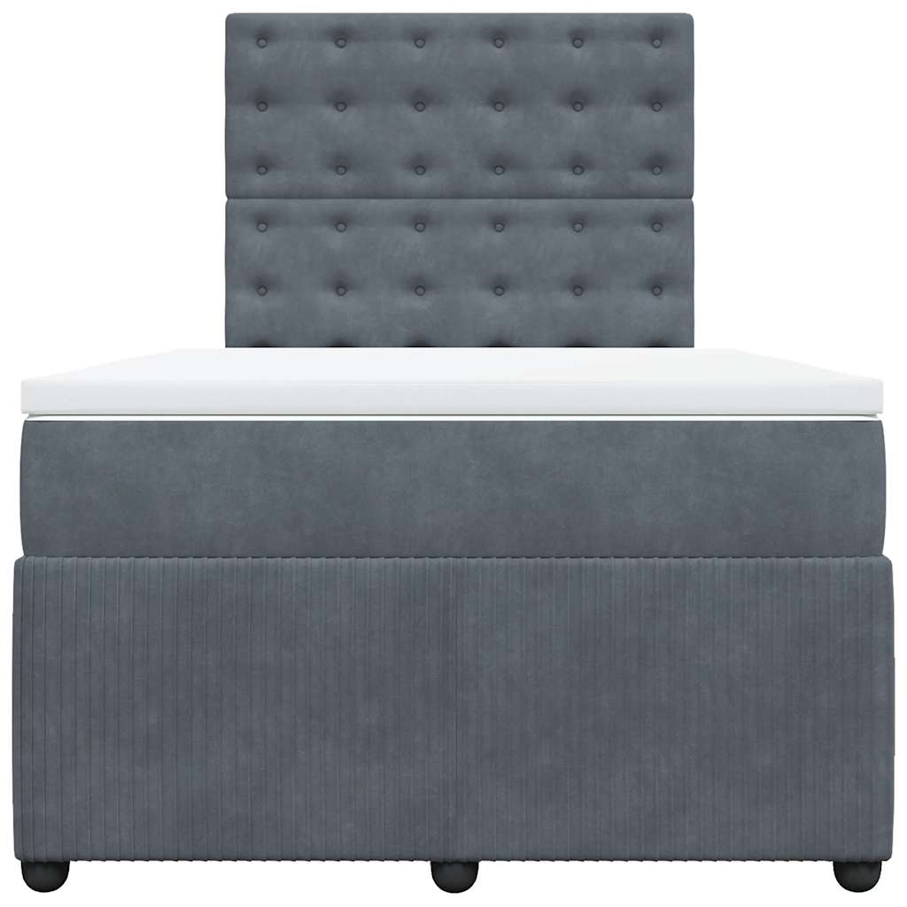 Giroletto a Molle con Materasso Grigio Scuro 120x190 cm Velluto