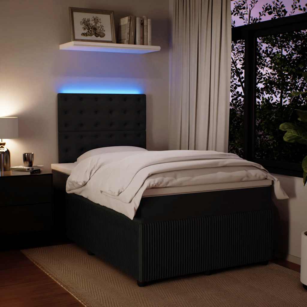 Giroletto a Molle con Materasso Nero 120x190 cm in Velluto