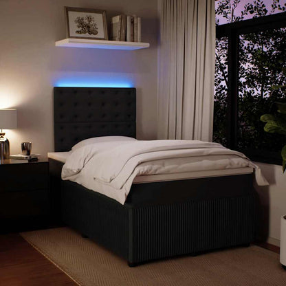 Giroletto a Molle con Materasso Nero 120x190 cm in Velluto
