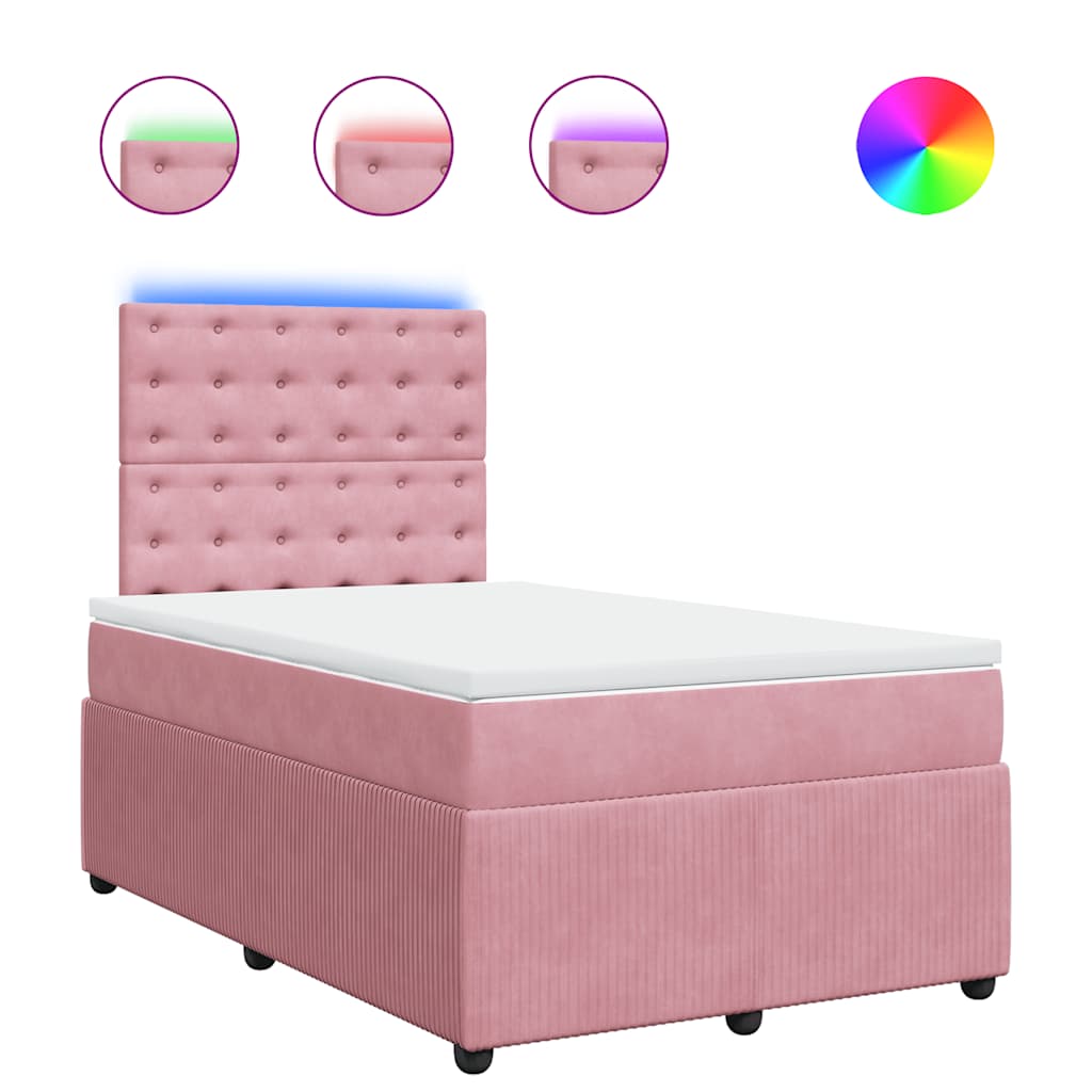 Giroletto a Molle con Materasso Rosa 120x190 cm in Velluto | homemem39