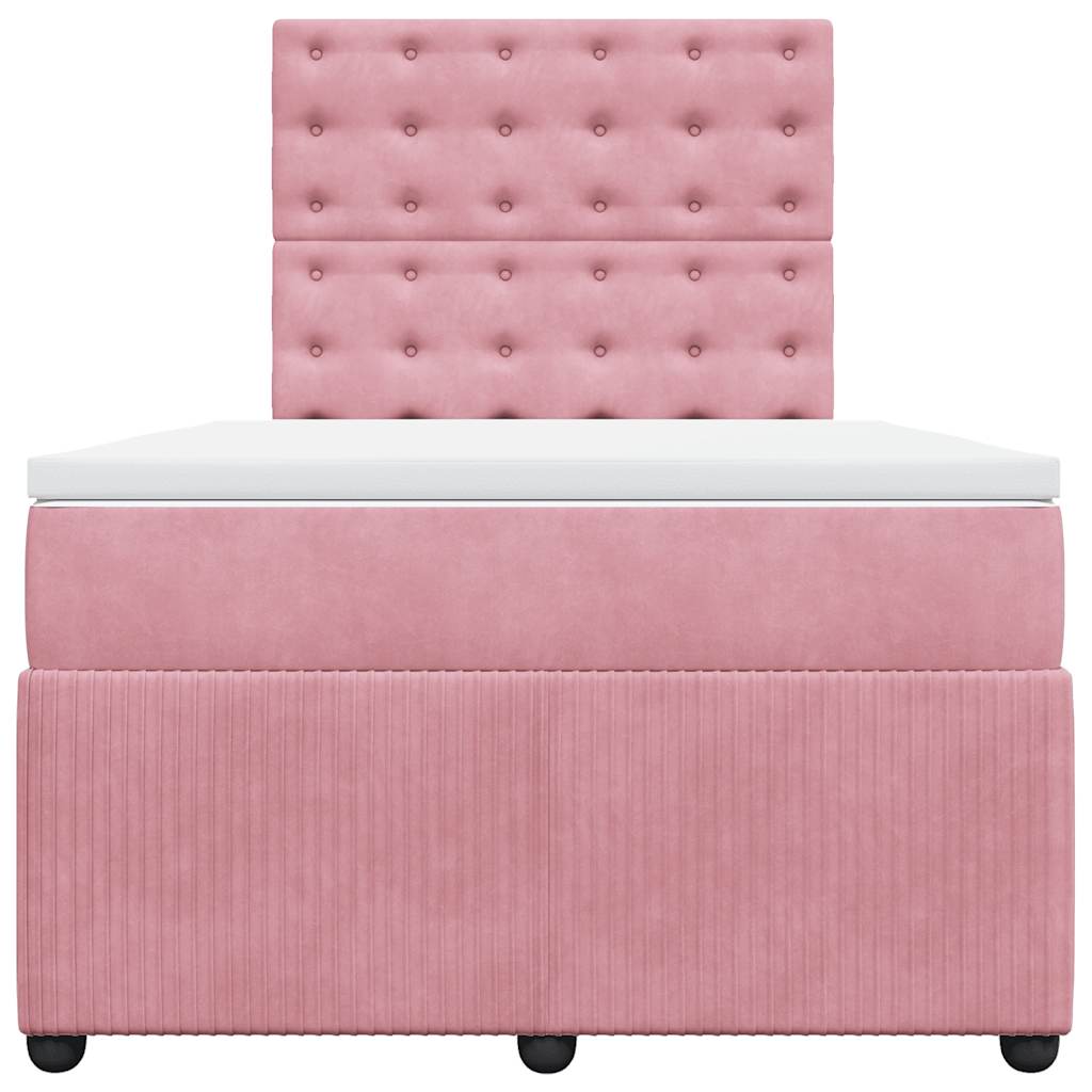 Giroletto a Molle con Materasso Rosa 120x190 cm in Velluto