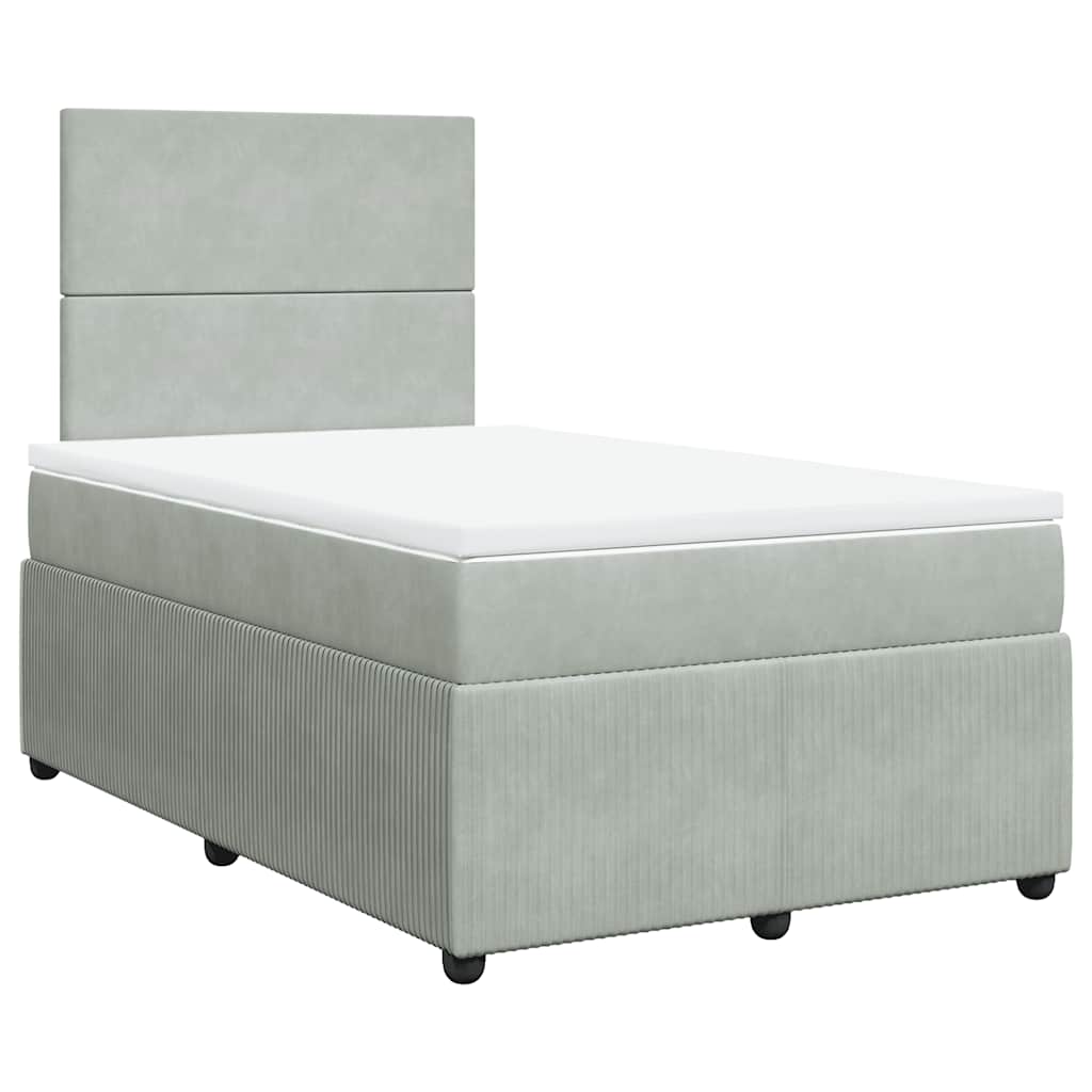 Giroletto a Molle con Materasso Grigio Chiaro 120x200cm Velluto