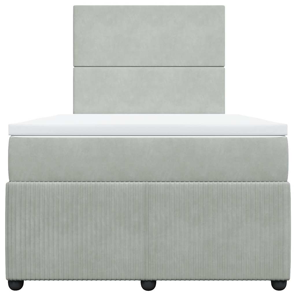 Giroletto a Molle con Materasso Grigio Chiaro 120x200cm Velluto