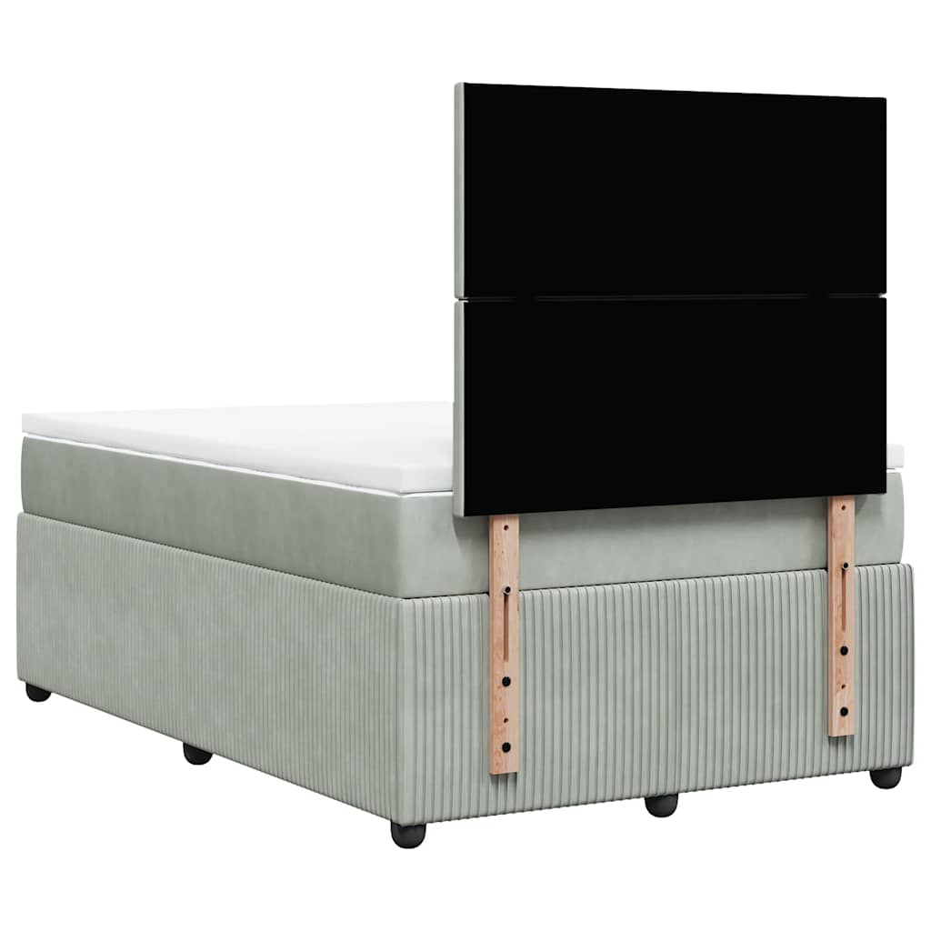 Giroletto a Molle con Materasso Grigio Chiaro 120x200cm Velluto
