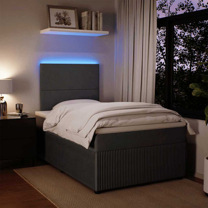 Giroletto a Molle con Materasso Grigio Scuro 120x200 cm Velluto