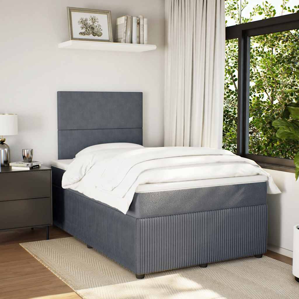 Giroletto a Molle con Materasso Grigio Scuro 120x200 cm Velluto | homemem39