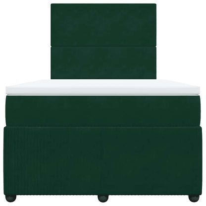 Giroletto a Molle con Materasso Verde Scuro 120x200 cm Velluto