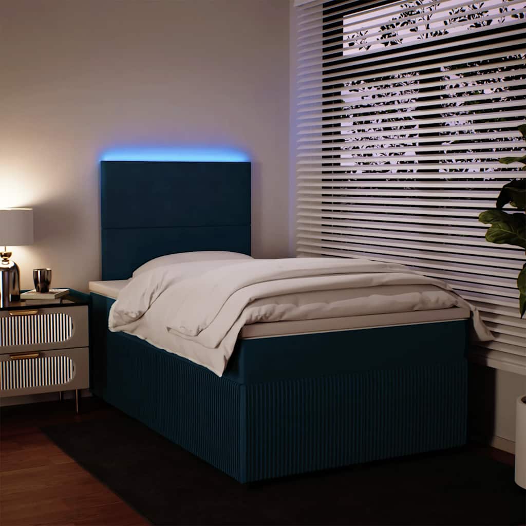 Giroletto a Molle con Materasso Blu 120x200 cm in Velluto