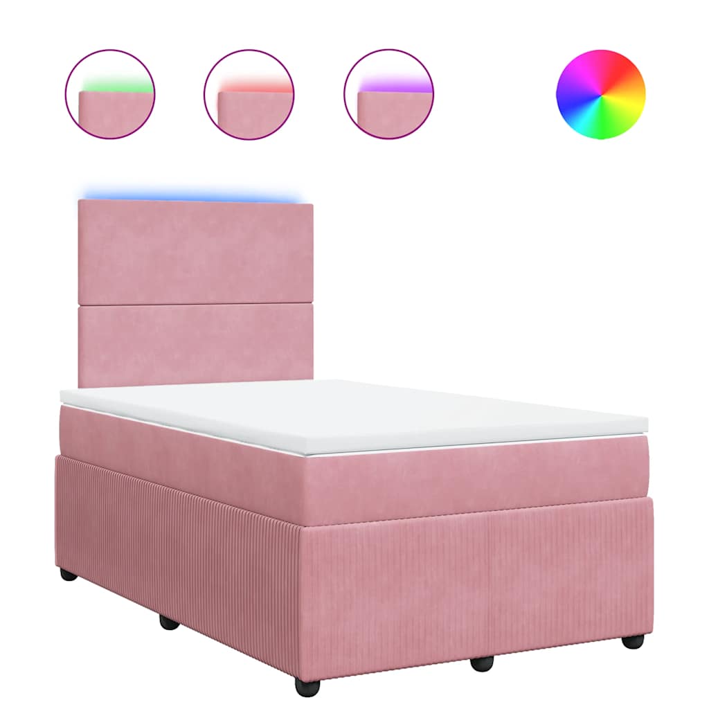 Giroletto a Molle con Materasso Rosa 120x200 cm in Velluto | homemem39