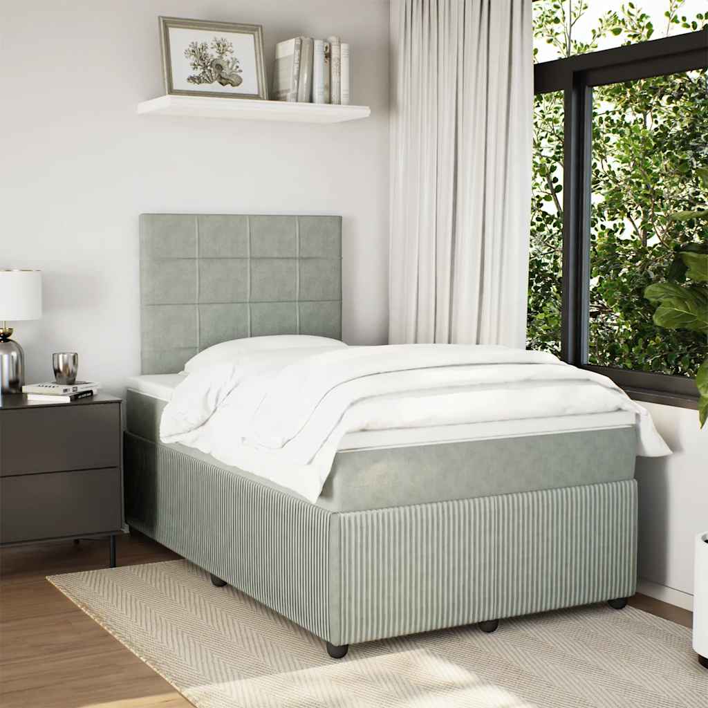 Giroletto a Molle con Materasso Grigio Chiaro 120x200cm Velluto | homemem39