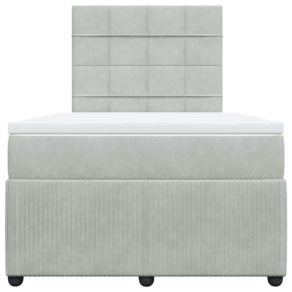 Giroletto a Molle con Materasso Grigio Chiaro 120x200cm Velluto