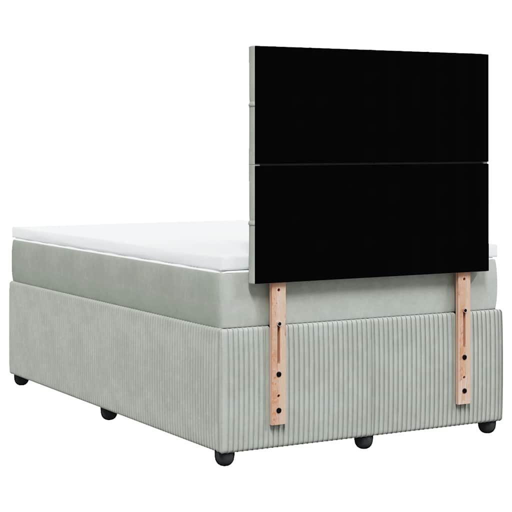 Giroletto a Molle con Materasso Grigio Chiaro 120x200cm Velluto | homemem39