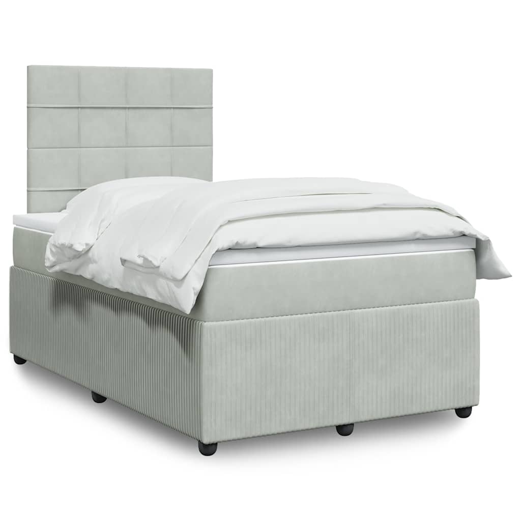 Giroletto a Molle con Materasso Grigio Chiaro 120x200cm Velluto | homemem39