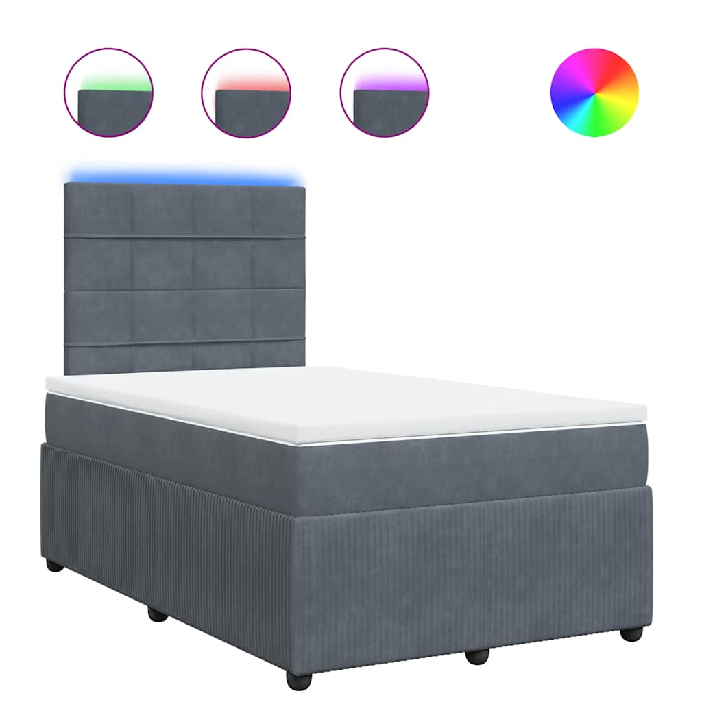 Giroletto a Molle con Materasso Grigio Scuro 120x200 cm Velluto | homemem39