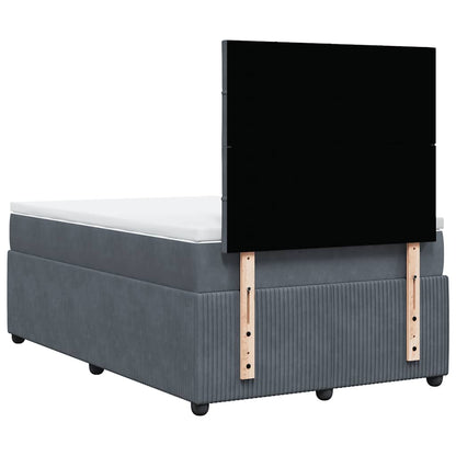 Giroletto a Molle con Materasso Grigio Scuro 120x200 cm Velluto