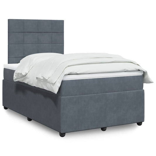 Giroletto a Molle con Materasso Grigio Scuro 120x200 cm Velluto