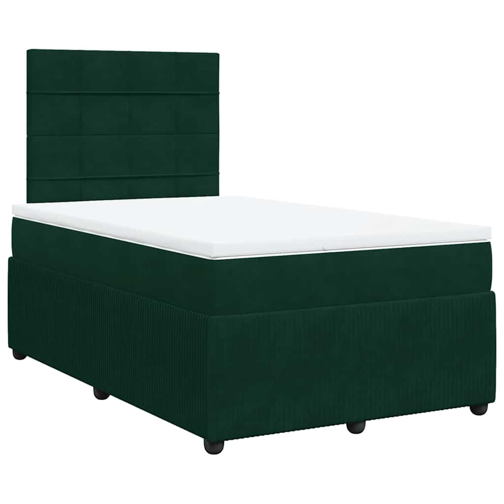Giroletto a Molle con Materasso Verde Scuro 120x200 cm Velluto
