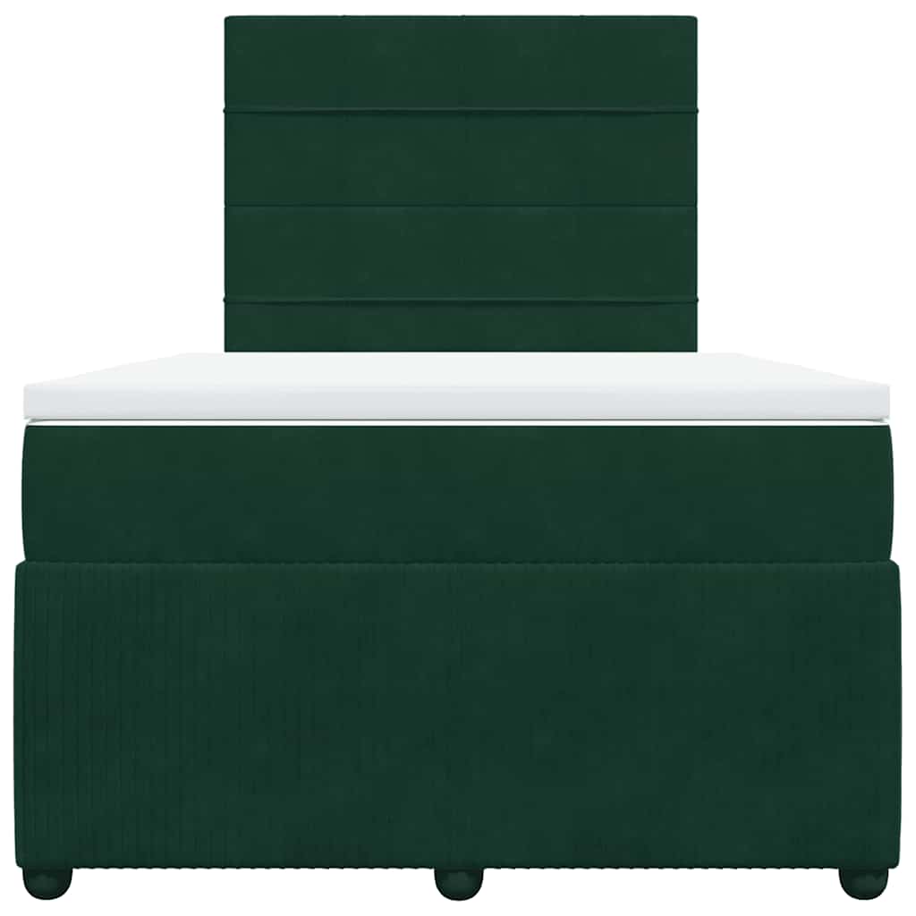 Giroletto a Molle con Materasso Verde Scuro 120x200 cm Velluto