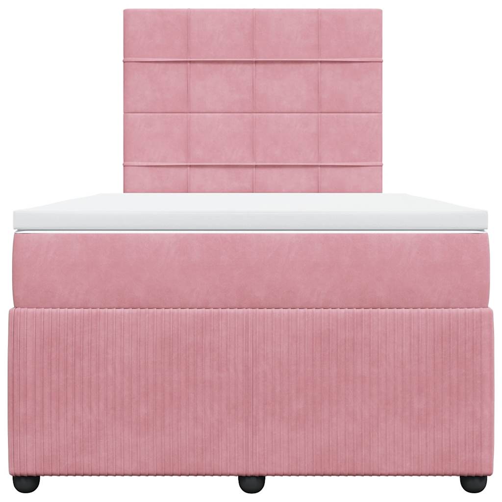 Giroletto a Molle con Materasso Rosa 120x200 cm in Velluto
