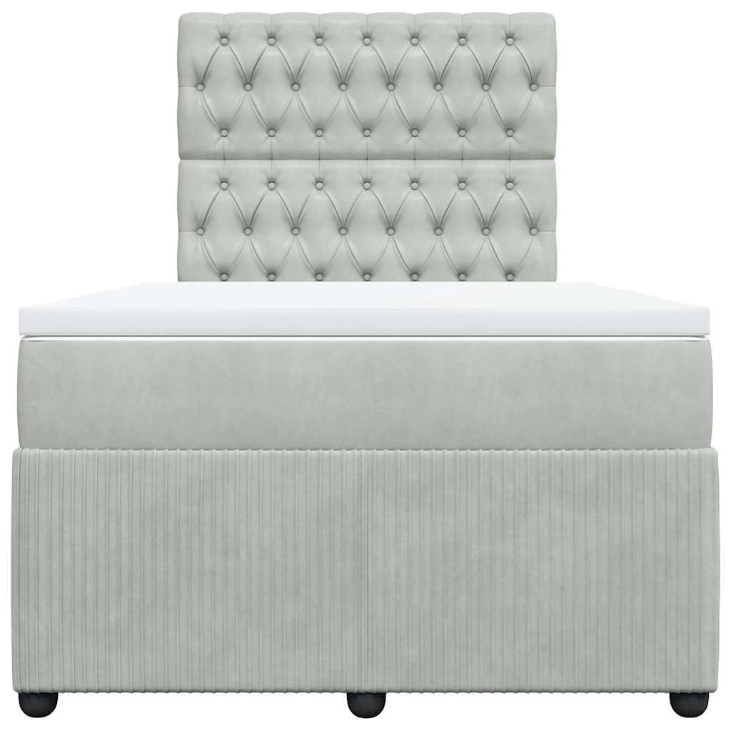 Giroletto a Molle con Materasso Grigio Chiaro 120x200cm Velluto