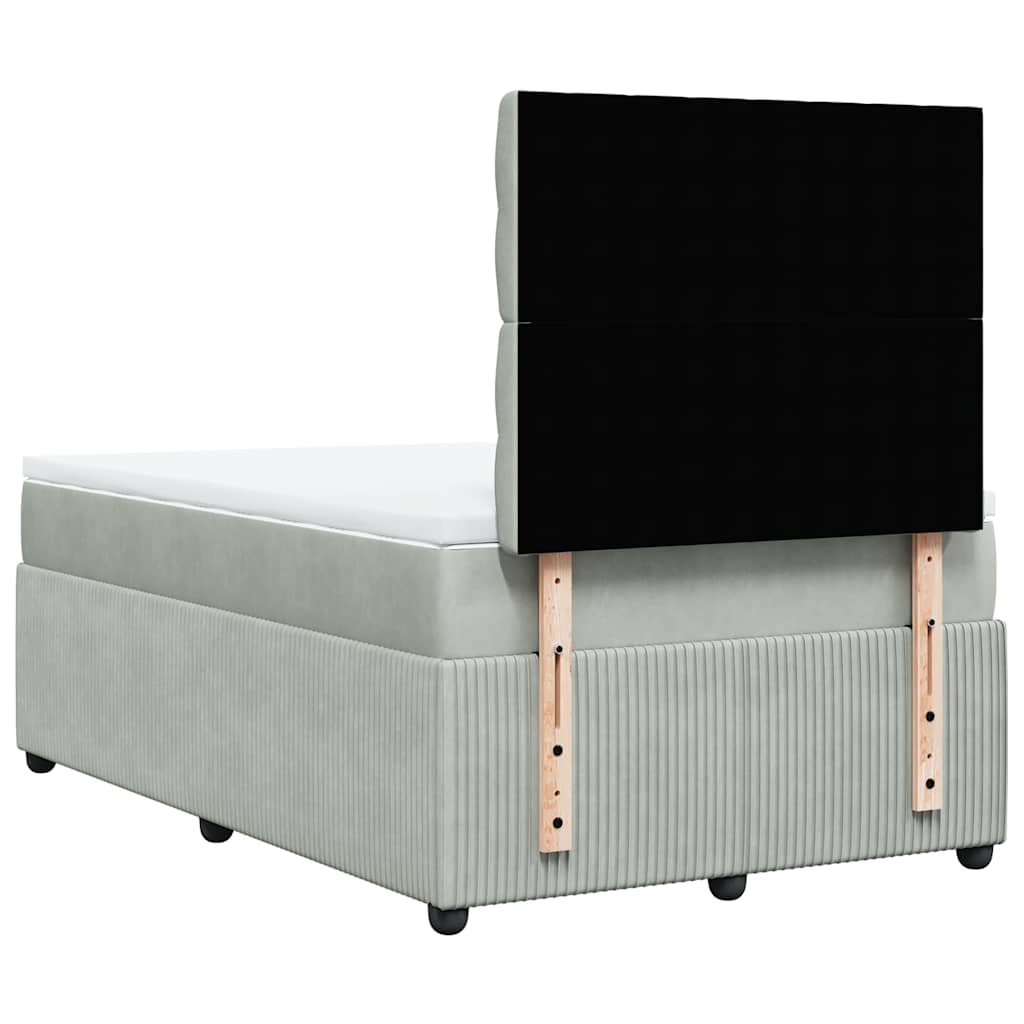 Giroletto a Molle con Materasso Grigio Chiaro 120x200cm Velluto