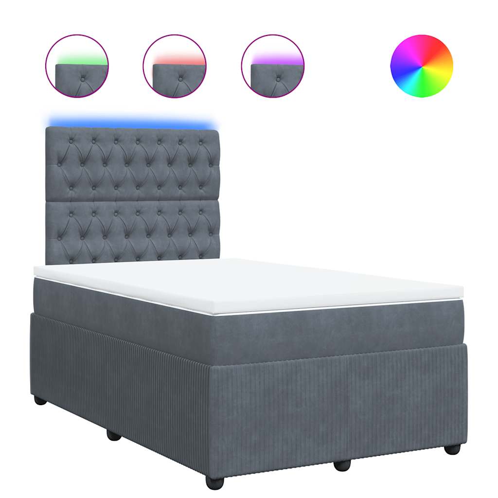 Giroletto a Molle con Materasso Grigio Scuro 120x200 cm Velluto | homemem39