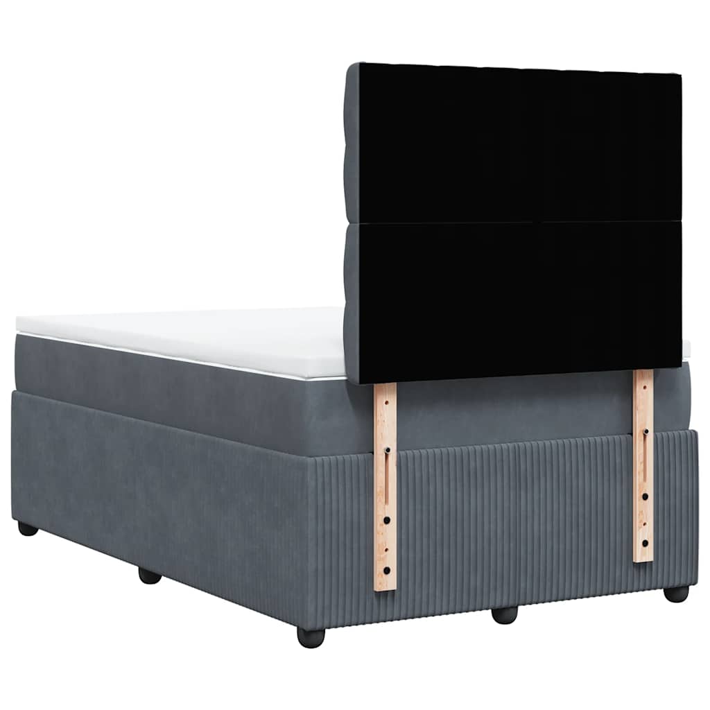 Giroletto a Molle con Materasso Grigio Scuro 120x200 cm Velluto