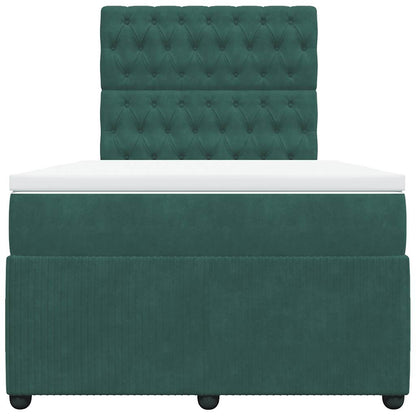 Giroletto a Molle con Materasso Verde Scuro 120x200 cm Velluto