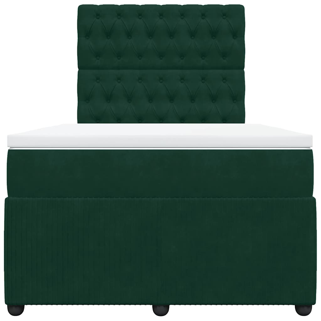 Giroletto a Molle con Materasso Verde Scuro 120x200 cm Velluto