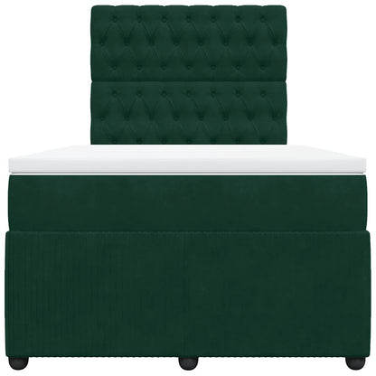 Giroletto a Molle con Materasso Verde Scuro 120x200 cm Velluto