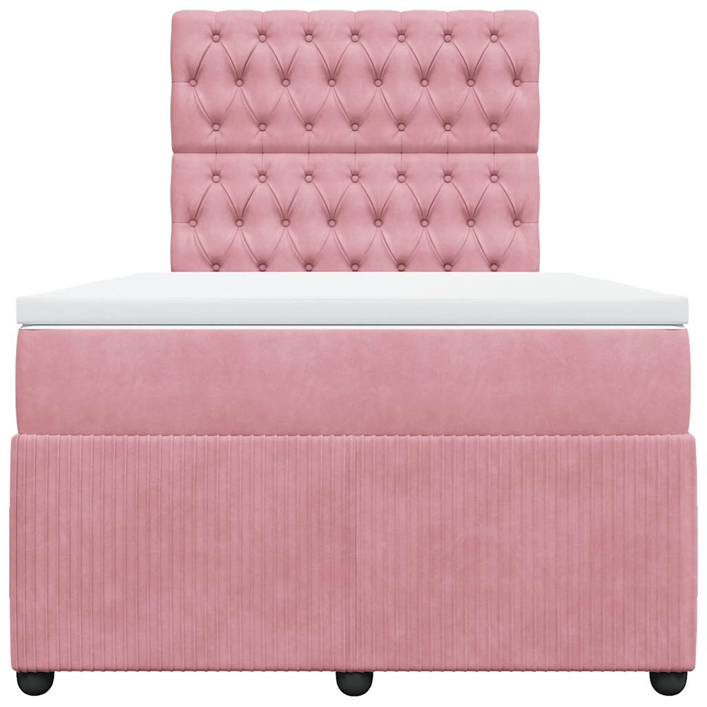 Giroletto a Molle con Materasso Rosa 120x200 cm in Velluto | homemem39