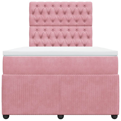 Giroletto a Molle con Materasso Rosa 120x200 cm in Velluto