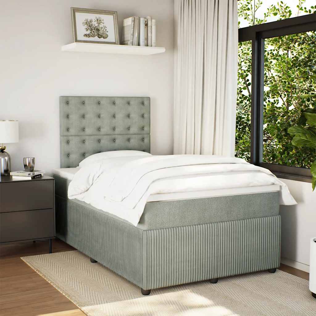 Giroletto a Molle con Materasso Grigio Chiaro 120x200cm Velluto | homemem39