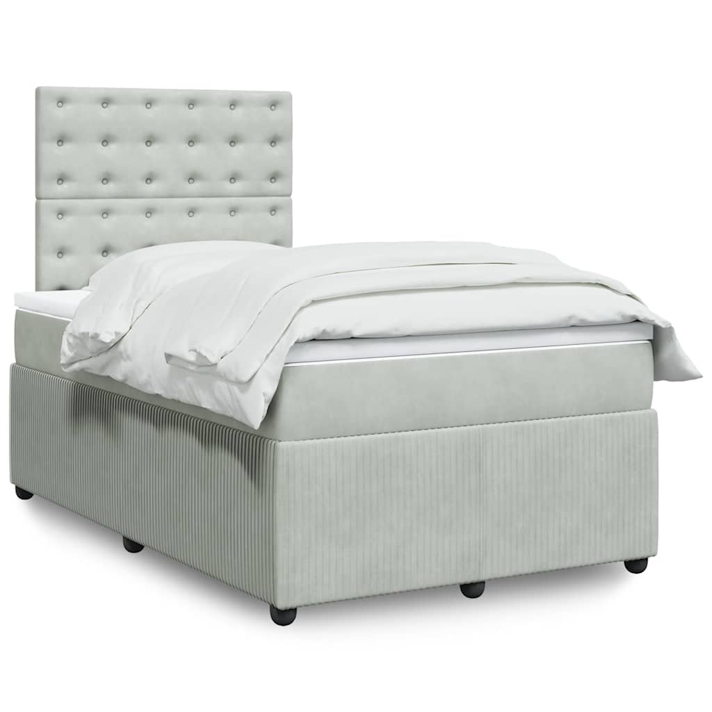 Giroletto a Molle con Materasso Grigio Chiaro 120x200cm Velluto | homemem39