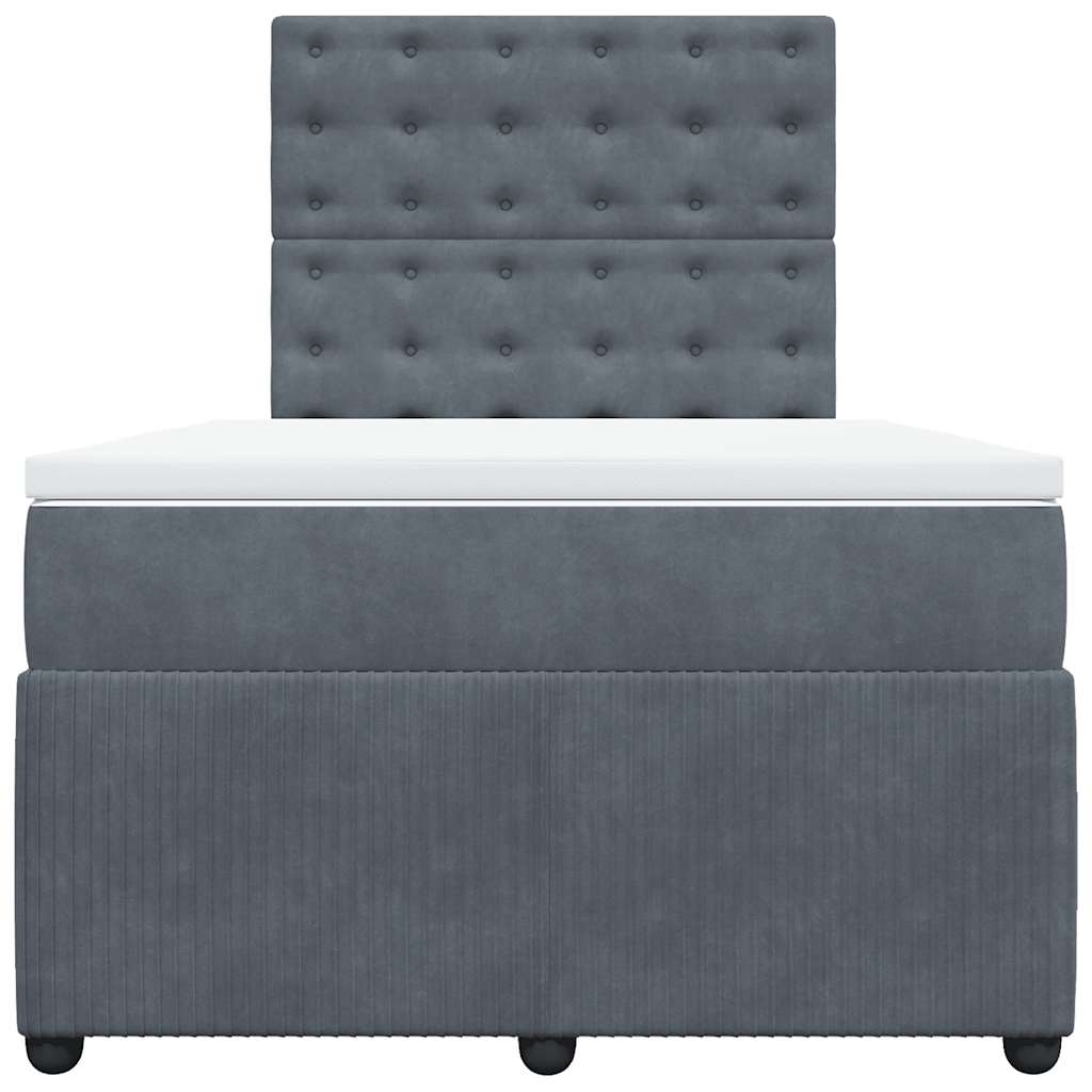 Giroletto a Molle con Materasso Grigio Scuro 120x200 cm Velluto