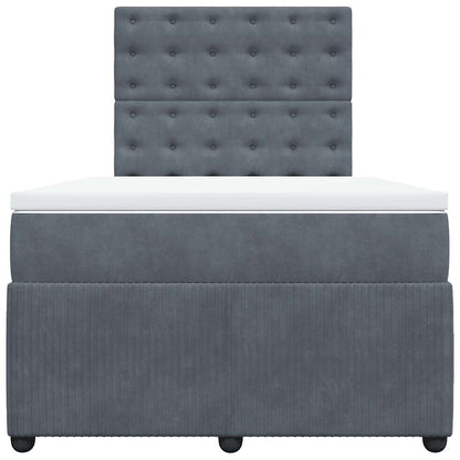 Giroletto a Molle con Materasso Grigio Scuro 120x200 cm Velluto