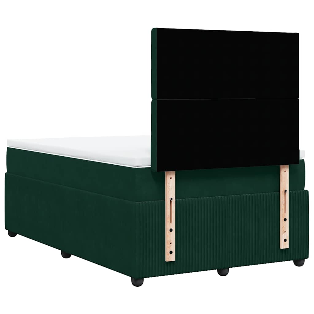 Giroletto a Molle con Materasso Verde Scuro 120x200 cm Velluto