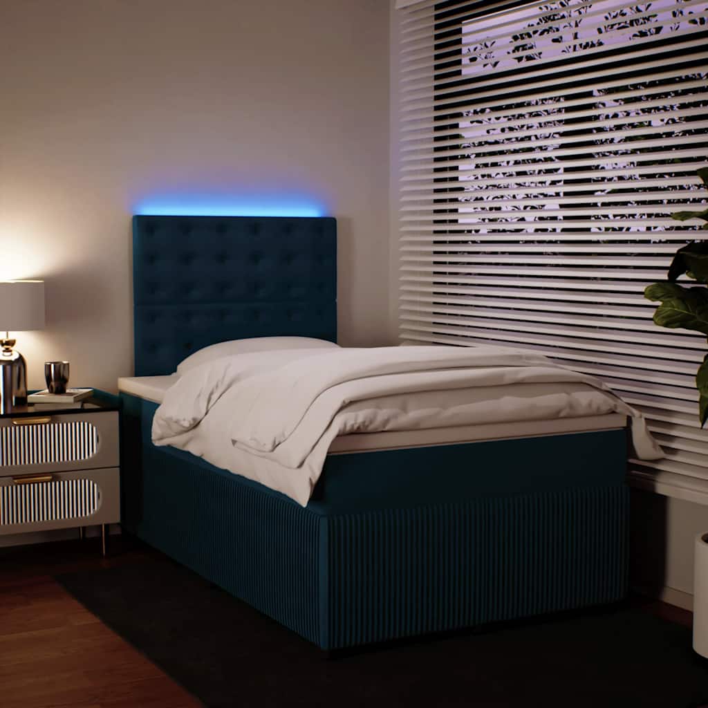 Giroletto a Molle con Materasso Blu 120x200 cm in Velluto