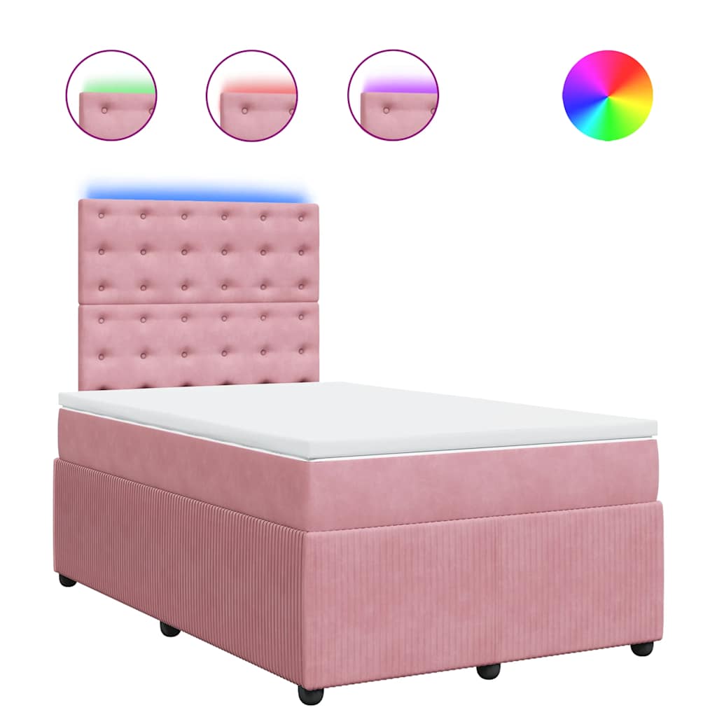 Giroletto a Molle con Materasso Rosa 120x200 cm in Velluto