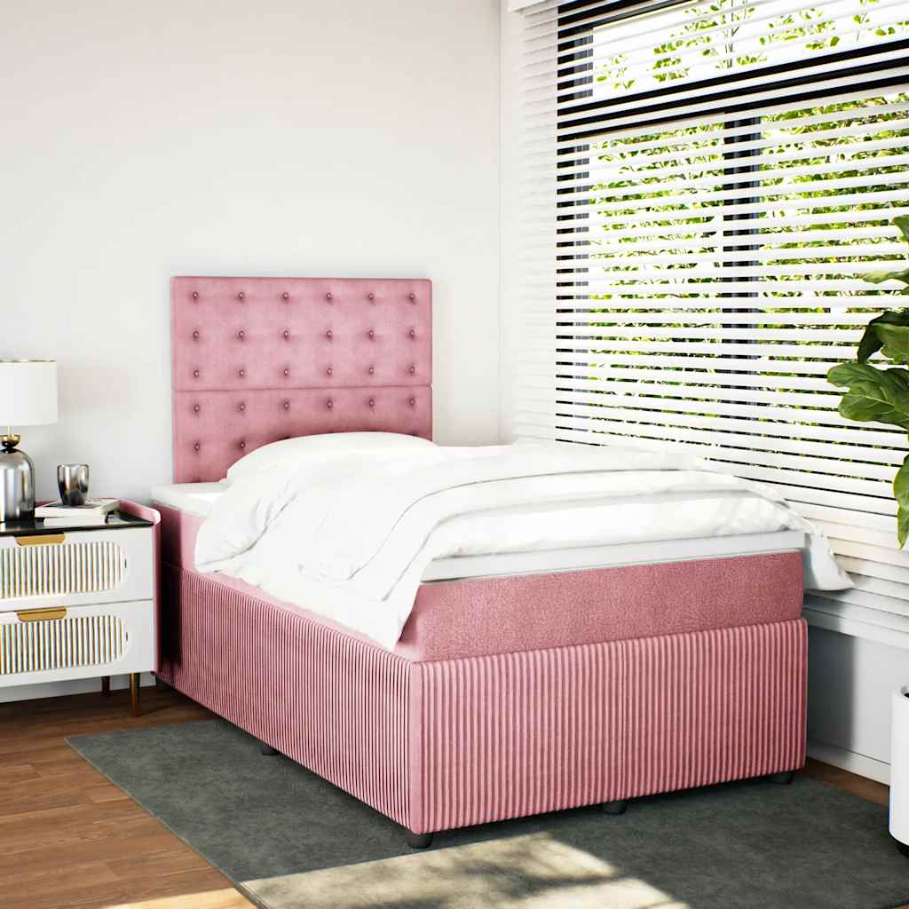 Giroletto a Molle con Materasso Rosa 120x200 cm in Velluto | homemem39