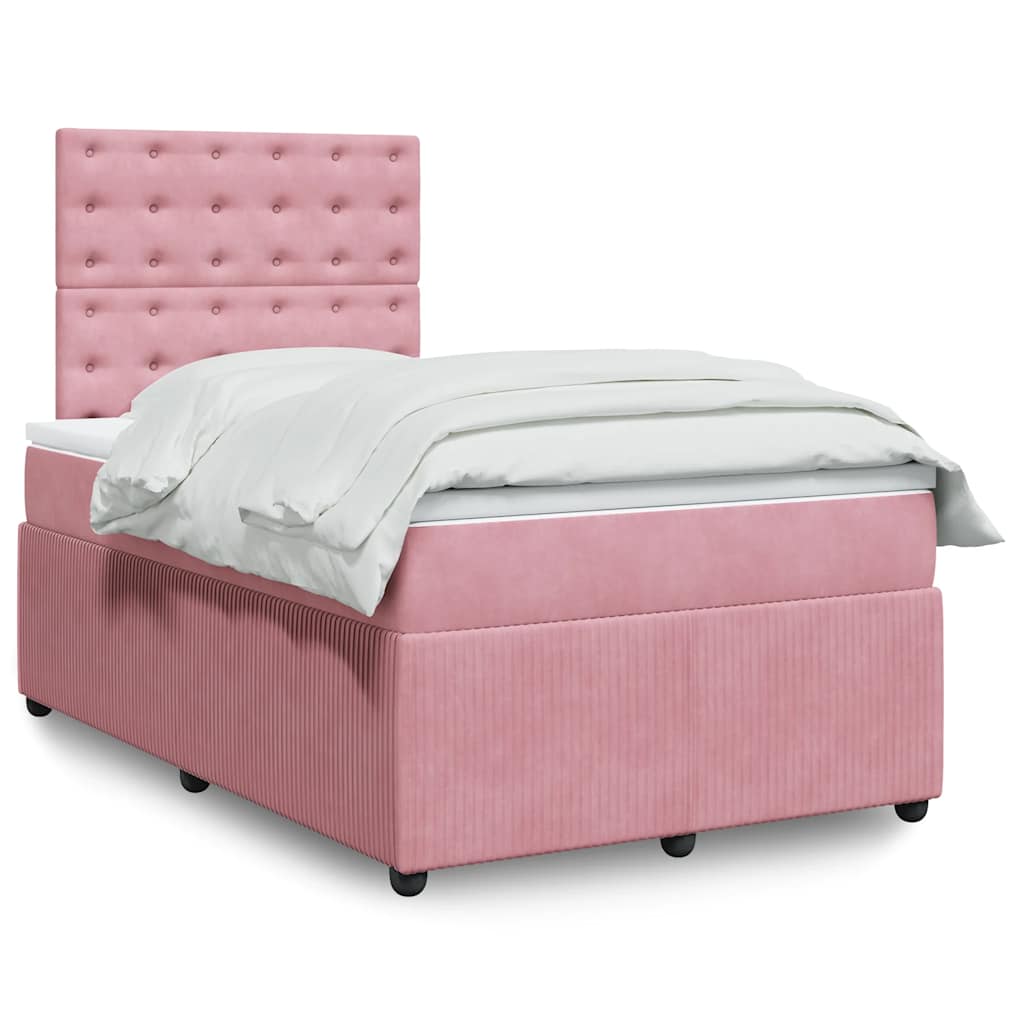 Giroletto a Molle con Materasso Rosa 120x200 cm in Velluto | homemem39