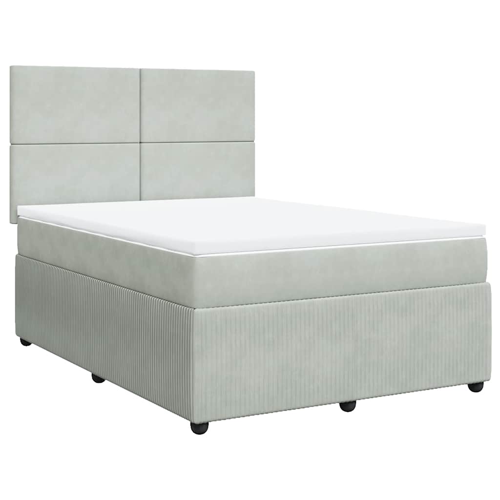Giroletto a Molle con Materasso Grigio Chiaro 140x190cm Velluto