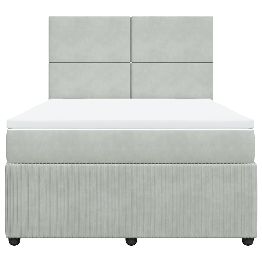 Giroletto a Molle con Materasso Grigio Chiaro 140x190cm Velluto