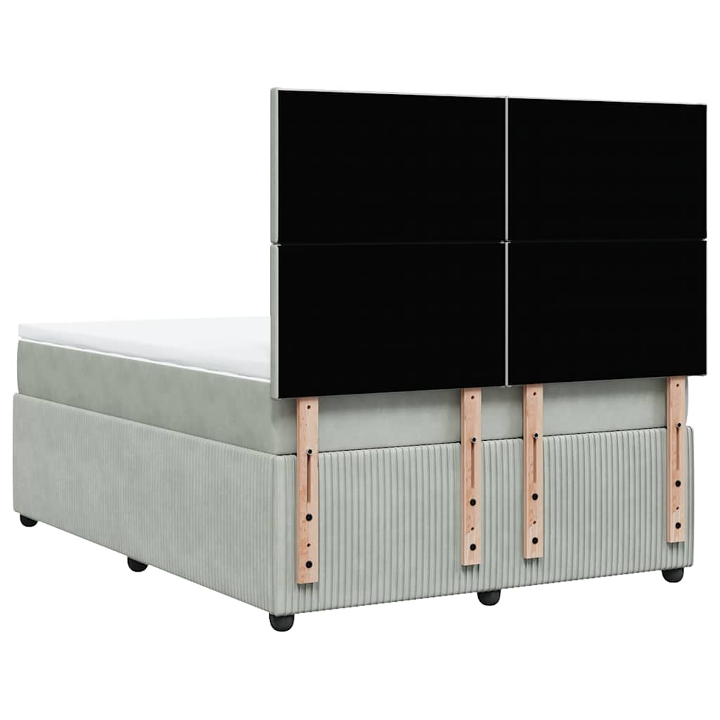 Giroletto a Molle con Materasso Grigio Chiaro 140x190cm Velluto