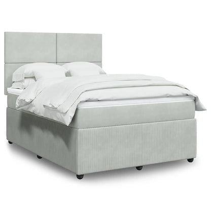 Giroletto a Molle con Materasso Grigio Chiaro 140x190cm Velluto