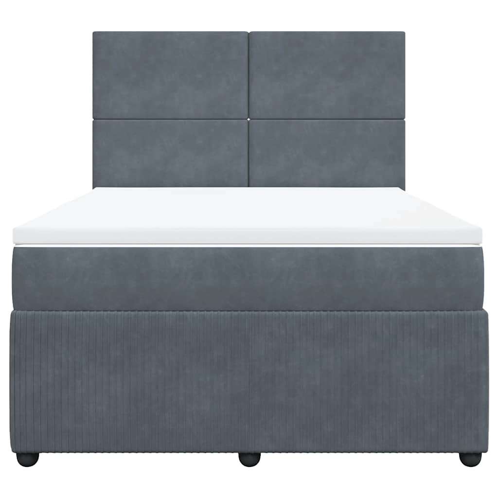 Giroletto a Molle con Materasso Grigio Scuro 140x190 cm Velluto