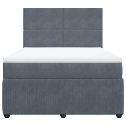 Giroletto a Molle con Materasso Grigio Scuro 140x190 cm Velluto